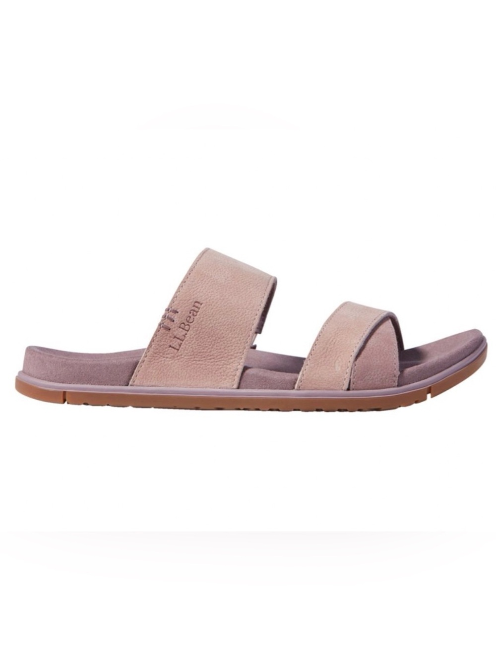 L.L. Bean Go-Anywhere Strap Sandals Pink Double-Strap Leather Slide Sandals Sz7M